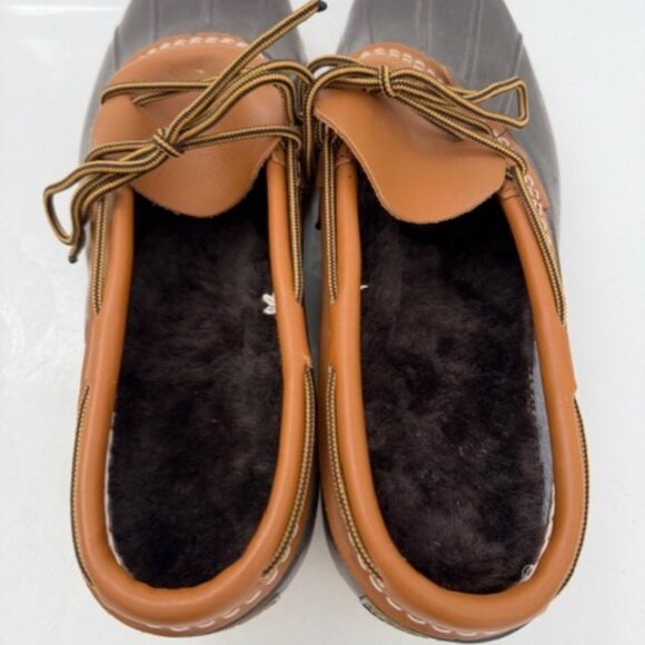 LL Bean Original Bean Boots Rubber Duck Mocs Brown and Tan Leather Sz 13W - Picture 7 of 14